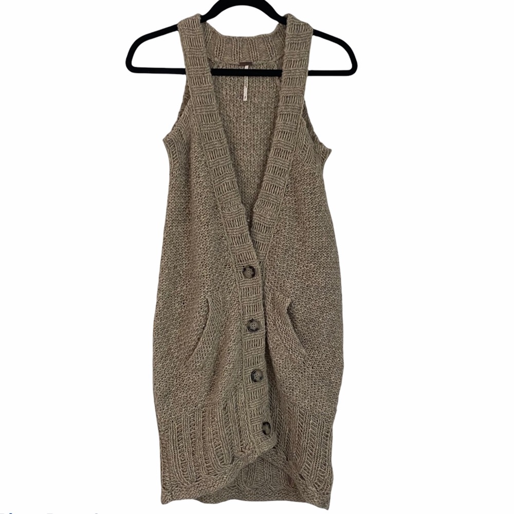 Free People Sleeveless Button-Down Sweater Vest